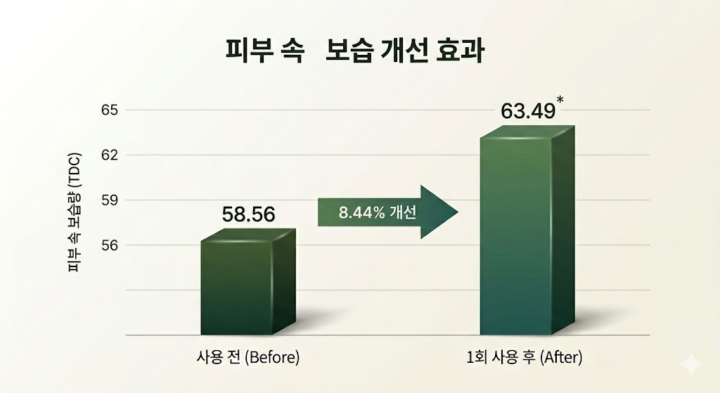 피부 속보습 개선 효과 그래프